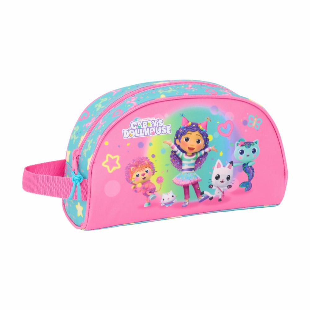 Travel Vanity Case Gabby's Dollhouse Confetti Pink Turquoise 26 x 16 x 9 cm