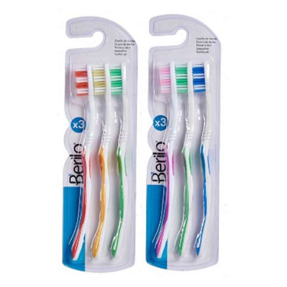 Toothbrush Berilo Yellow Blue Red Green Pink (12 Units)