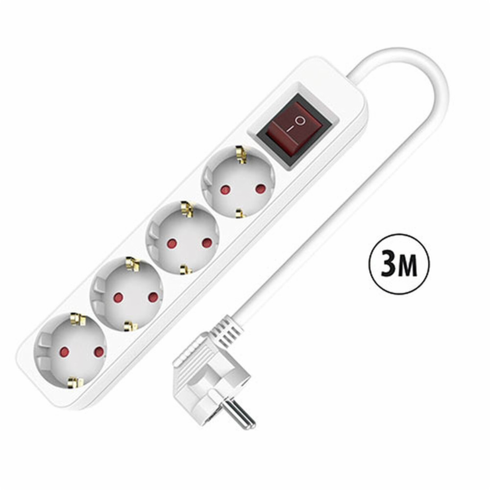 4-socket plugboard with power switch TM Electron 3680 W White (3 m)