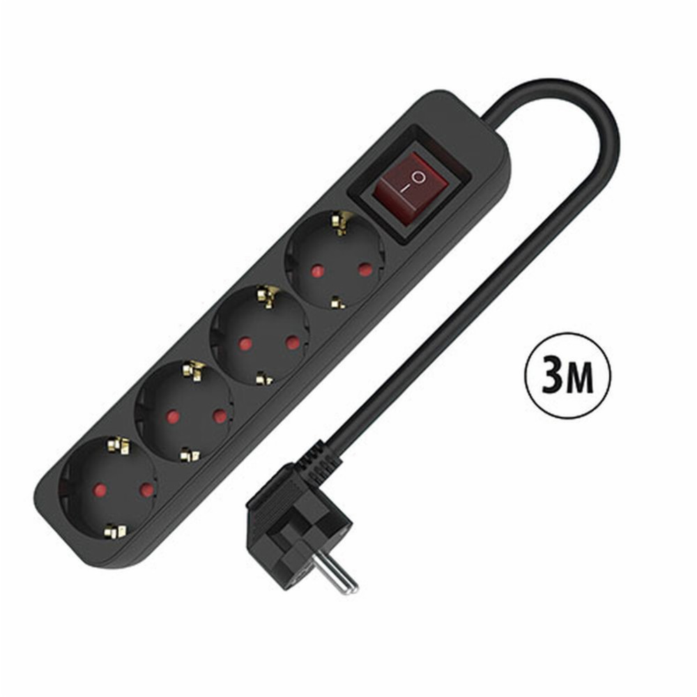 4-socket plugboard with power switch TM Electron 3680 W Black (3 m)
