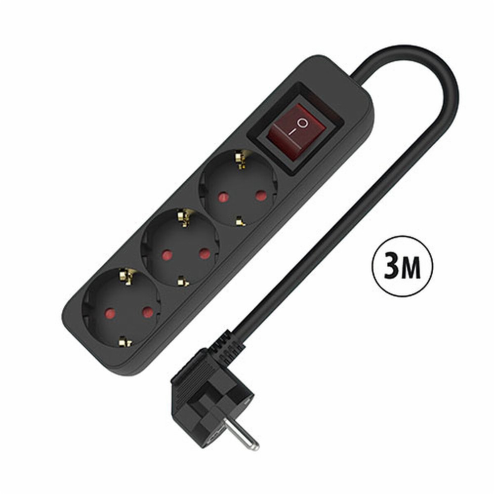 3-socket plugboard with power switch TM Electron 3680 W Black (3 m)