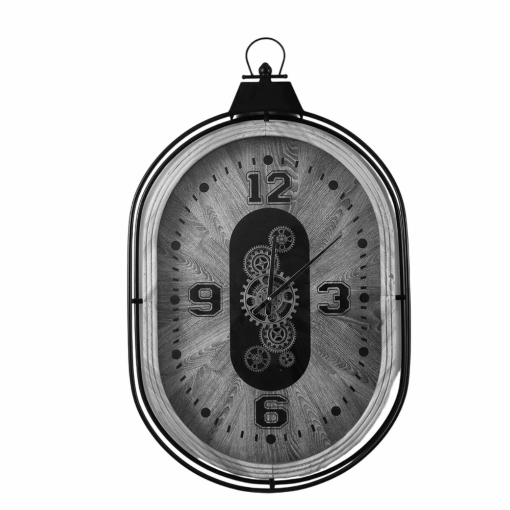 Wall Clock Home ESPRIT Black Natural Crystal Iron Loft 56 X 8 X 92 CM