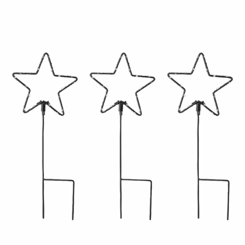 Set of LED garden stakes Lumineo Christmas Stars Ø 15 x 42,5 cm MicroLED 3 Pieces