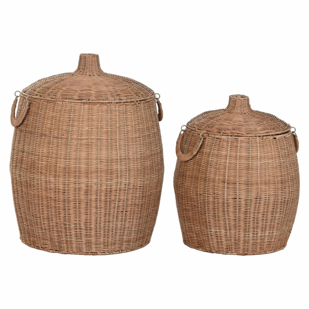 Decorative box Home ESPRIT Natural Metal Tropical (2 Pieces)