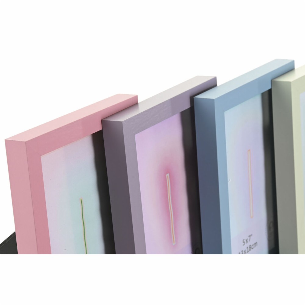 Photo frame Home ESPRIT Blue Green Crystal MDF Wood Urban (4 Units)