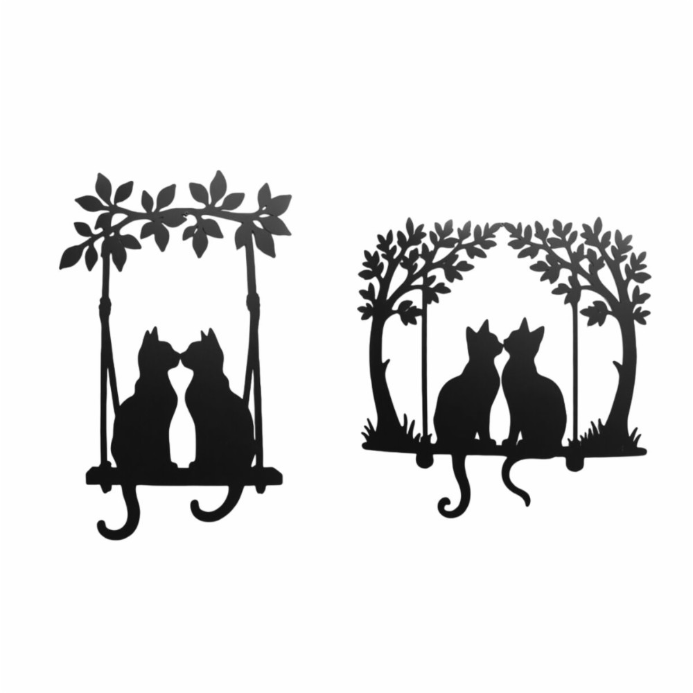 Decorative Figure Home ESPRIT Black Cats Shabby Chic 43 X 1 X 70 CM (2 Units)