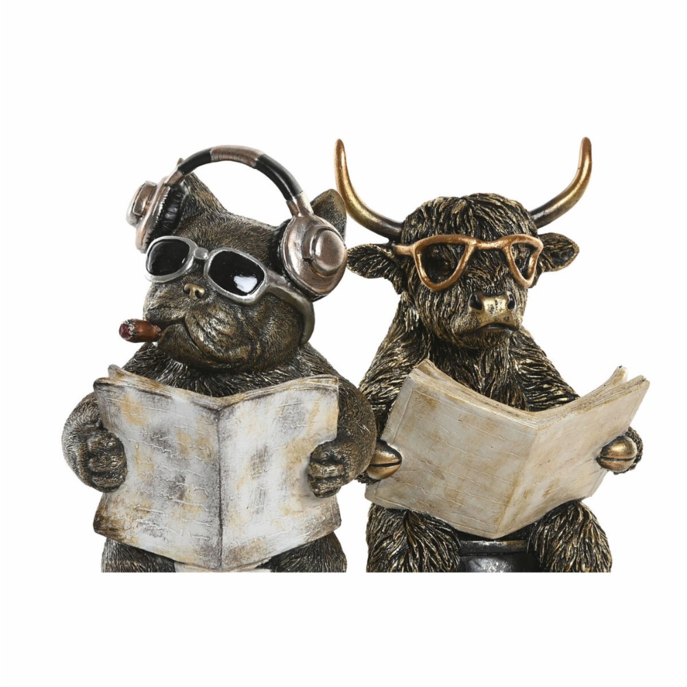 Decorative Figure Home ESPRIT Golden Silver 14,5 X 11 X 20,5 CM (2 Units)